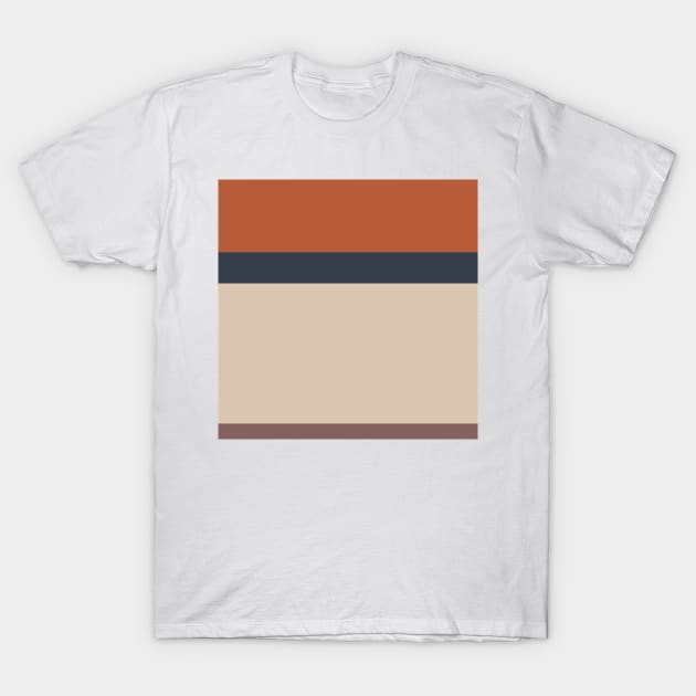 A magnificent farrago of Beige, Arsenic, Brown (Crayola) and Deep Taupe stripes. T-Shirt by Sociable Stripes